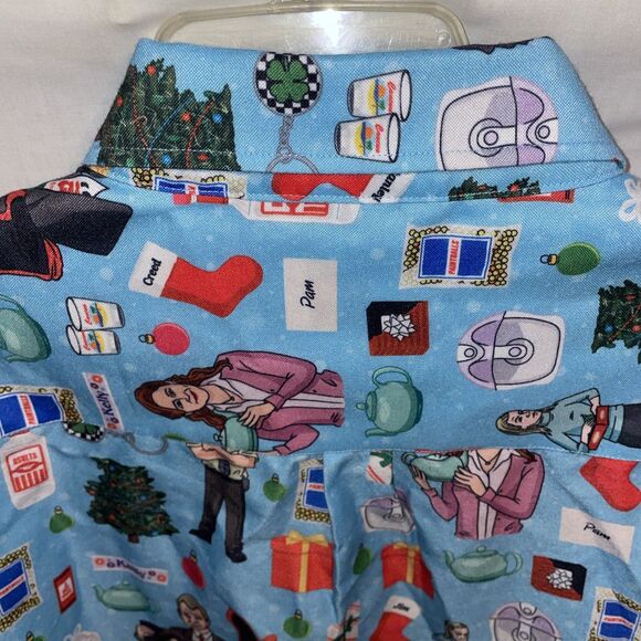 Rsvlts Men’s “The Office” Dress Shirt Size XL Blue Graphic Print Comfort Fun NWT - Picture 10 of 13